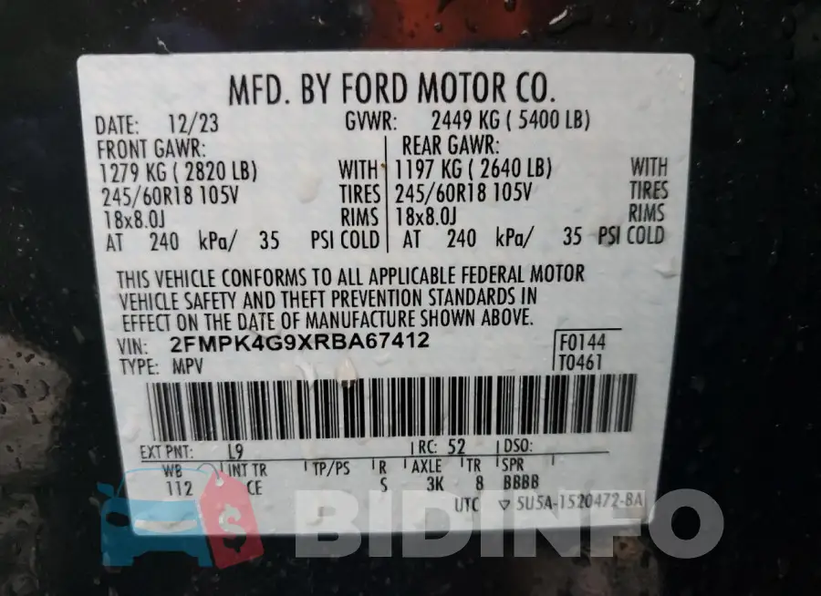2FMPK4G9XRBA67412 Photo# 13