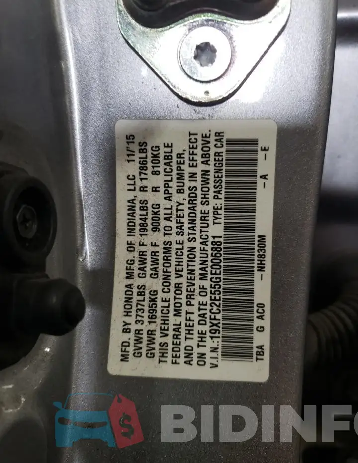 19XFC2E55GE006881 Photo# 12