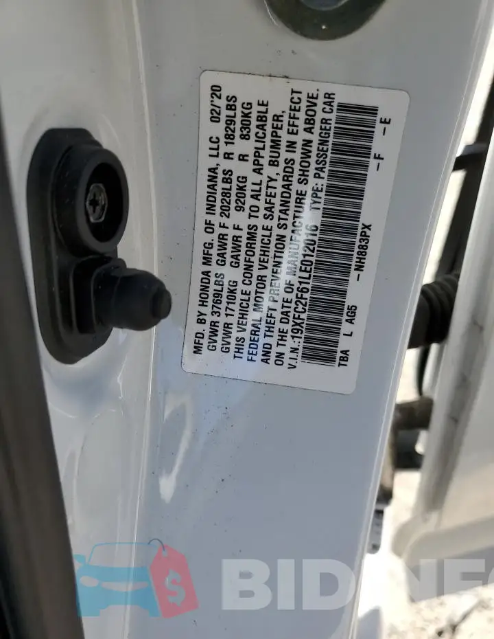 19XFC2F61LE012016 Photo# 12
