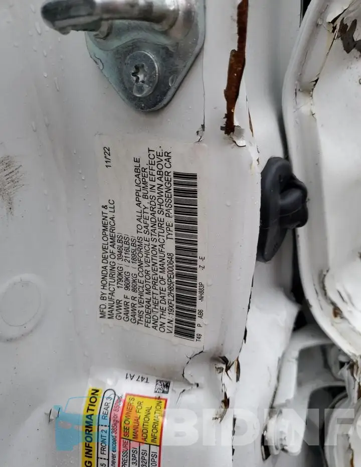 19XFL2H85PE000648 Photo# 12