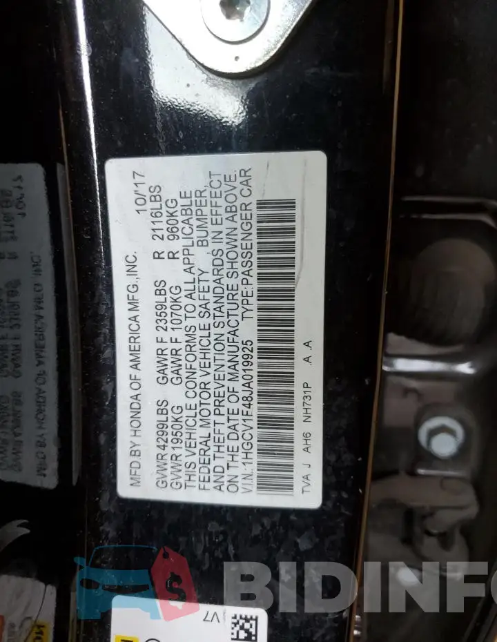 1HGCV1F48JA019925 Photo# 12