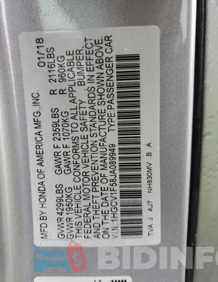 1HGCV1F58JA089949 Photo# 12