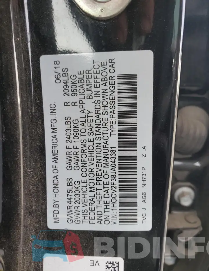 1HGCV2F38JA043381 Photo# 13