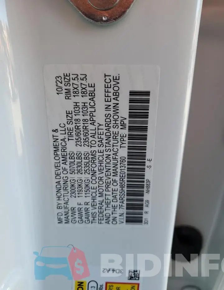 7FARS5H85RE013760 Photo# 13