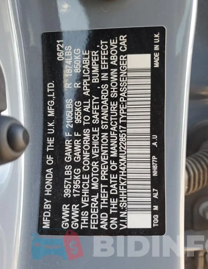 SHHFK7H4XMU228517 Photo# 12
