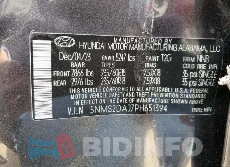 5NMS2DAJ7PH651394 Photo# 13