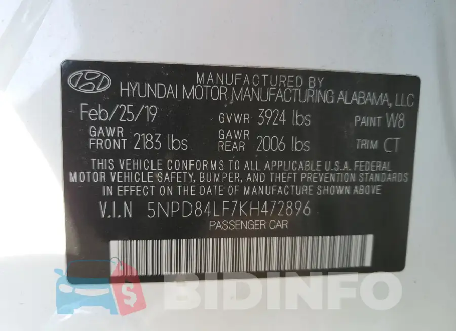 5NPD84LF7KH472896 Photo# 12