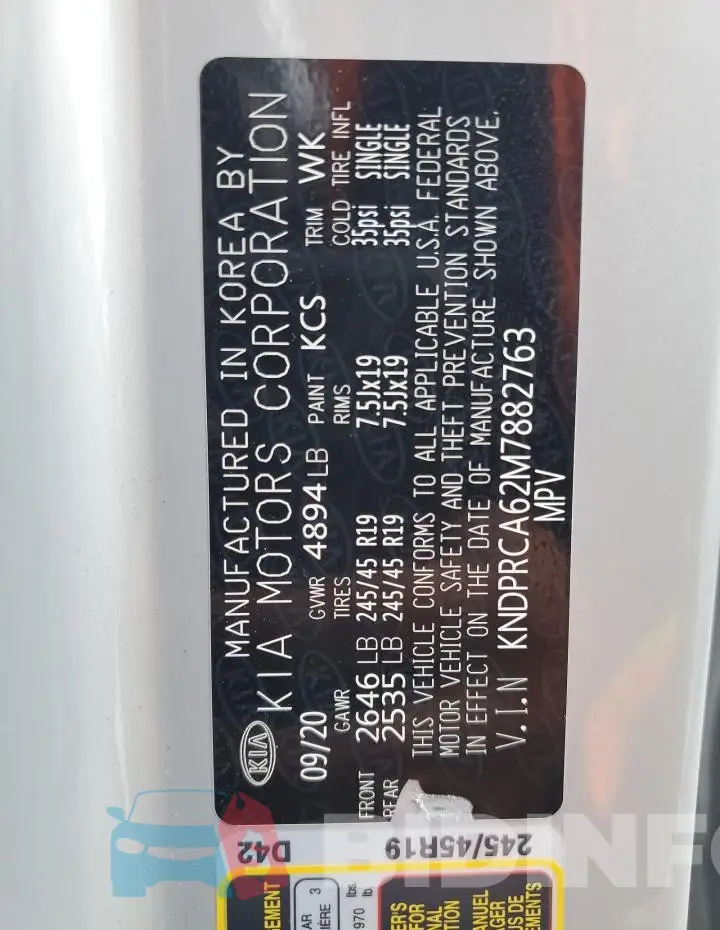 KNDPRCA62M7882763 Photo# 14