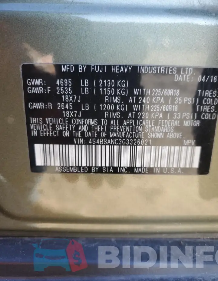 4S4BSANC3G3326021 Photo# 13