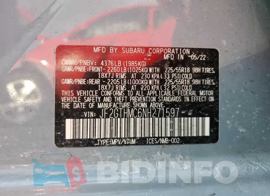 JF2GTHMC6NH271597 Photo# 12