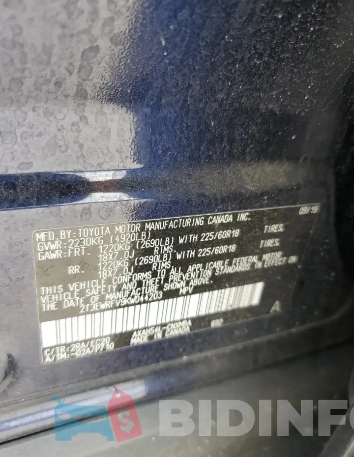 2T3EWRFV9KW044203 Photo# 13