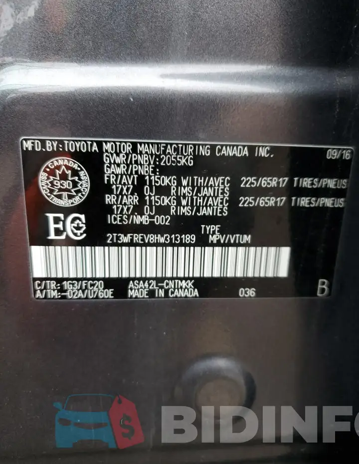 2T3WFREV8HW313189 Photo# 13