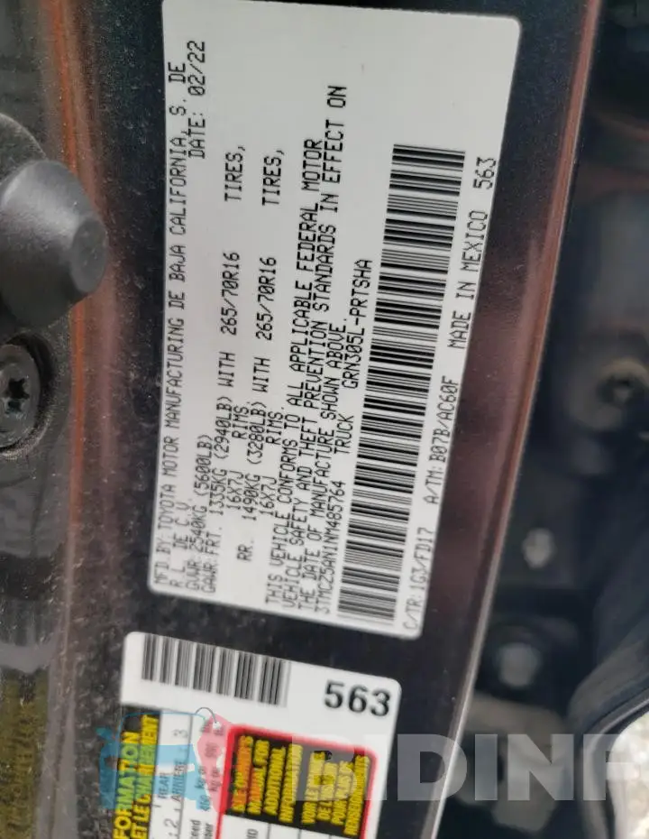 3TMCZ5AN1NM485764 Photo# 12