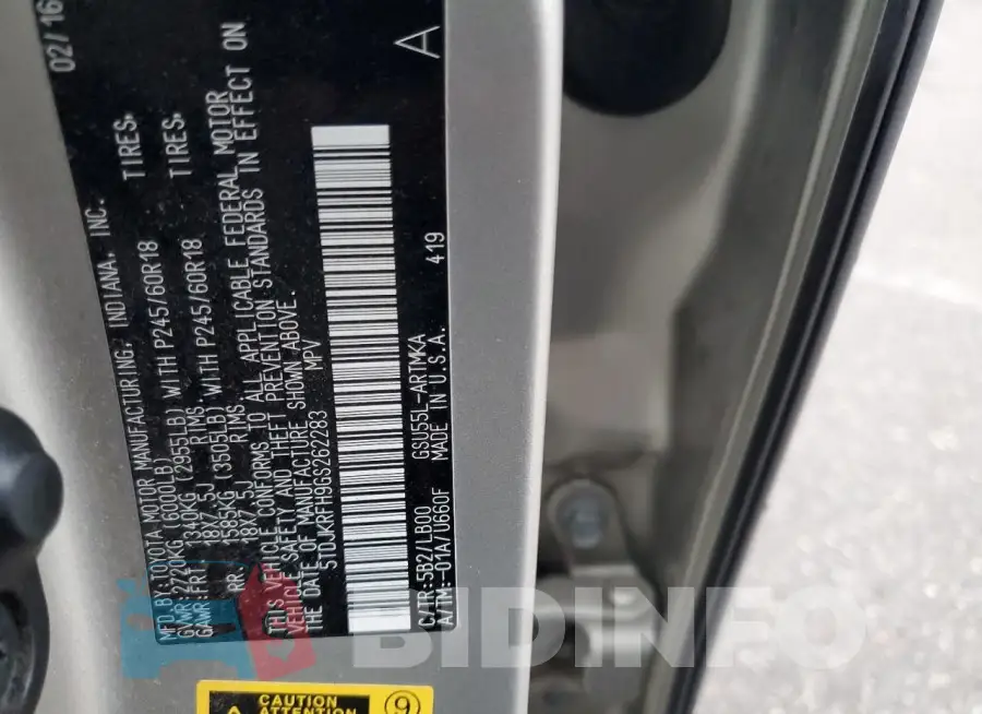5TDJKRFH9GS262283 Photo# 13