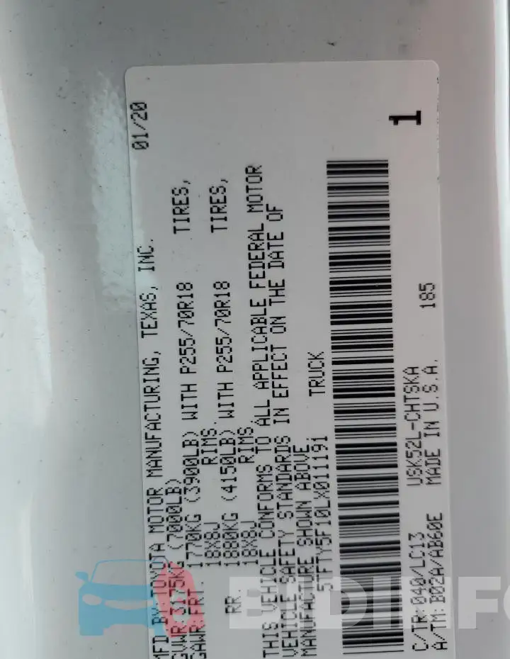 5TFTY5F10LX011191 Photo# 12