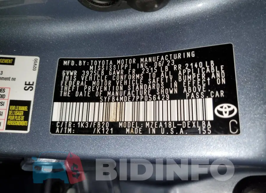 5YFB4MDE7PP056429 Photo# 12