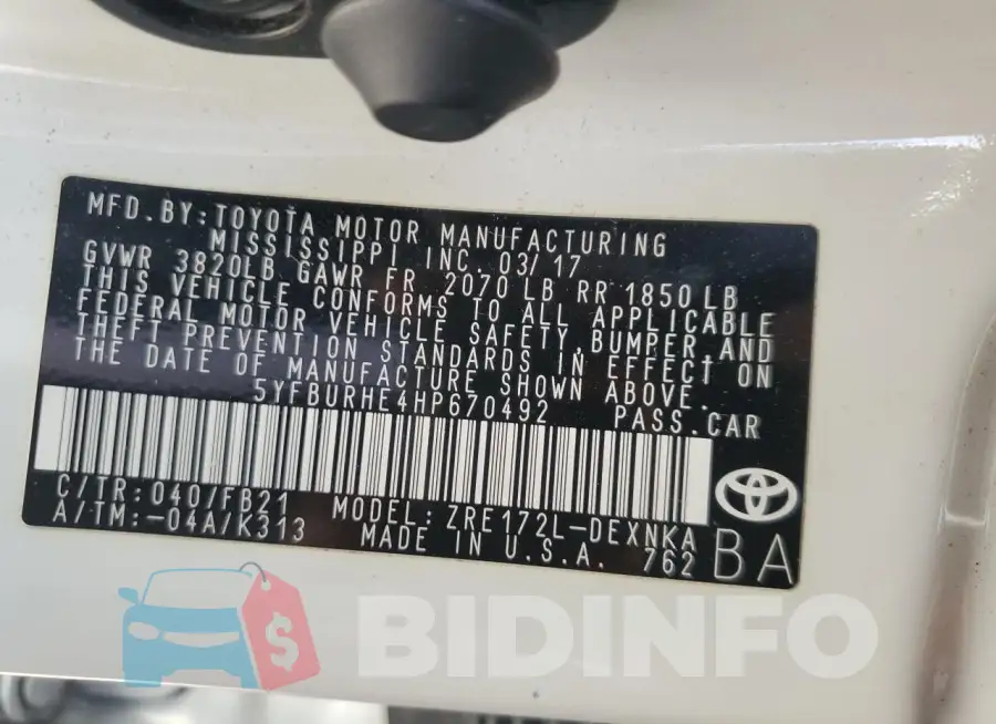 5YFBURHE4HP670492 Photo# 12