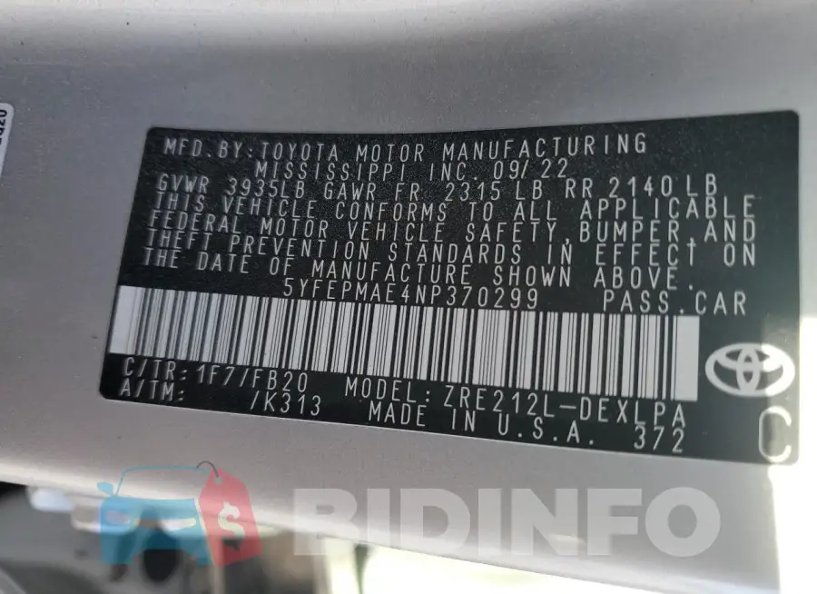 5YFEPMAE4NP370299 Photo# 12