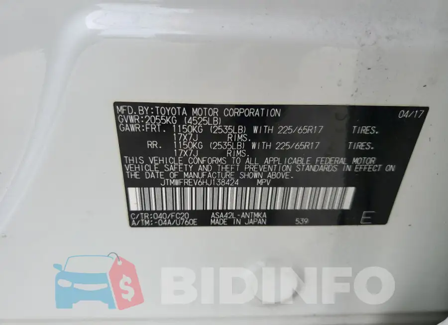 JTMWFREV6HJ138424 Photo# 14