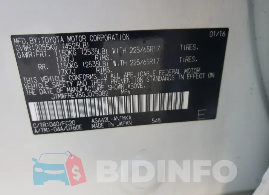 JTMWFREV8GJ075082 Photo# 13
