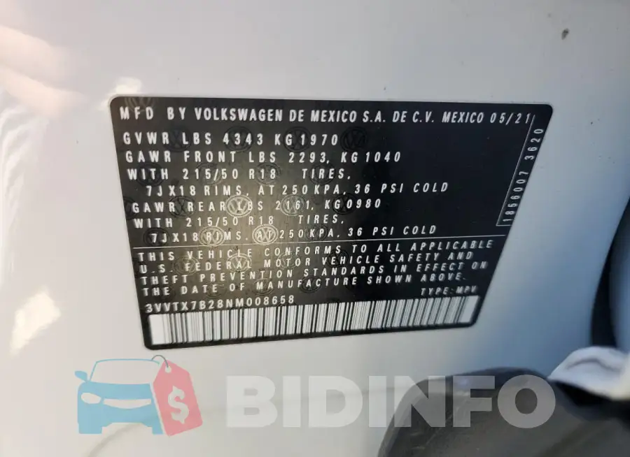 3VVTX7B28NM008658 Photo# 13