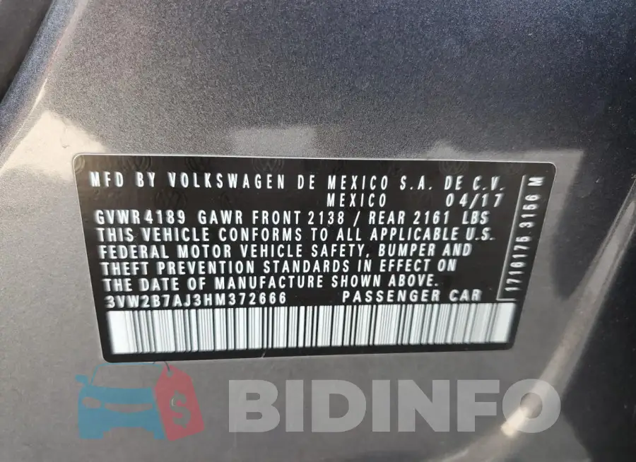 3VW2B7AJ3HM372666 Photo# 12