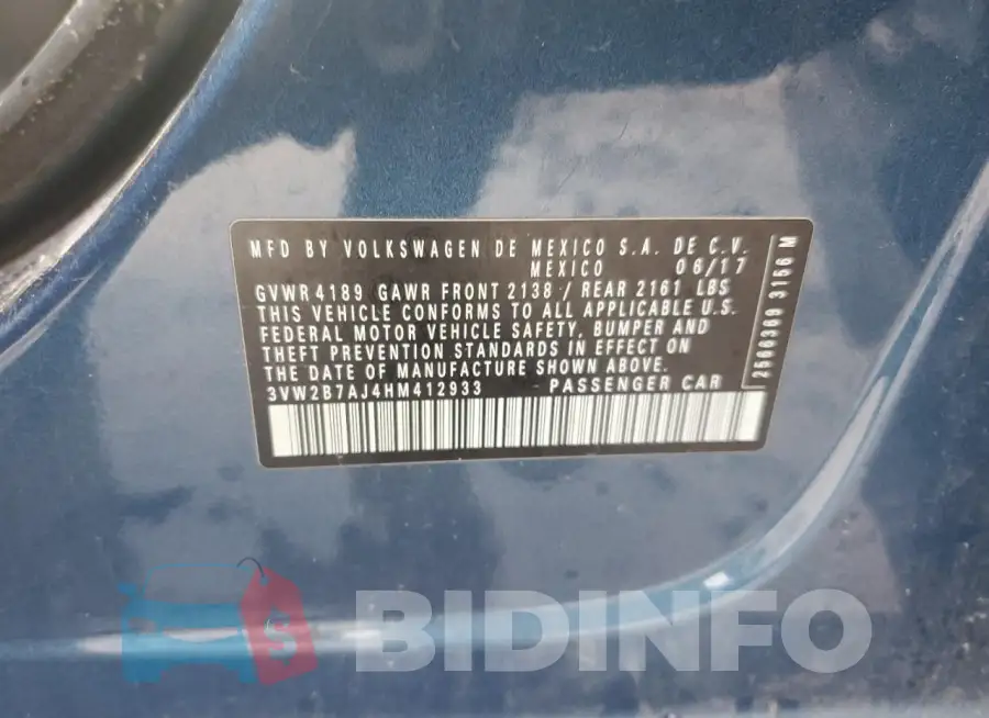 3VW2B7AJ4HM412933 Photo# 13