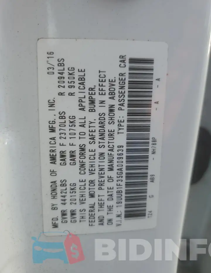 19UUB1F35GA009639 Photo# 12