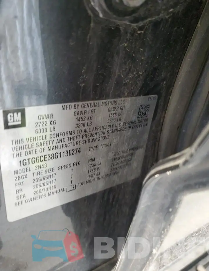1GTG6CE38G1130274 Photo# 12