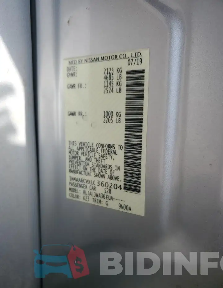 1N4AA6CVXLC360204 Photo# 13