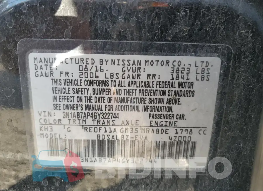 3N1AB7AP4GY322744 Photo# 13