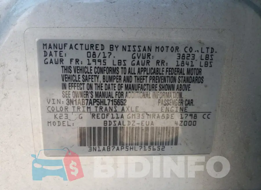 3N1AB7AP5HL715652 Photo# 13