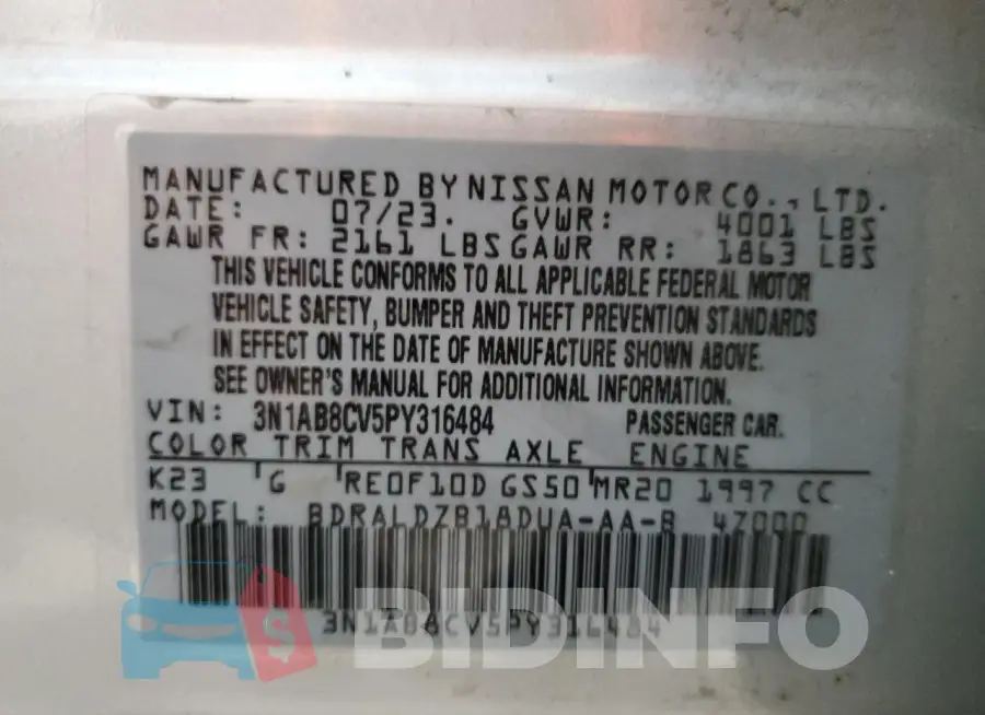 3N1AB8CV5PY316484 Photo# 13