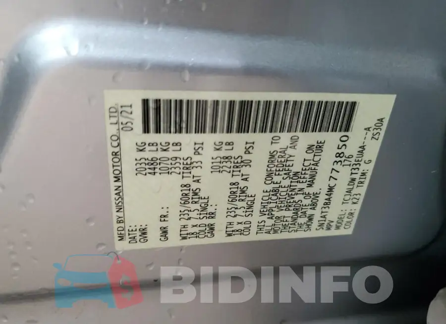 5N1AT3BA4MC773850 Photo# 13