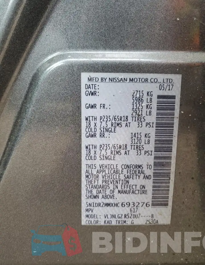 5N1DR2MMXHC693276 Photo# 14