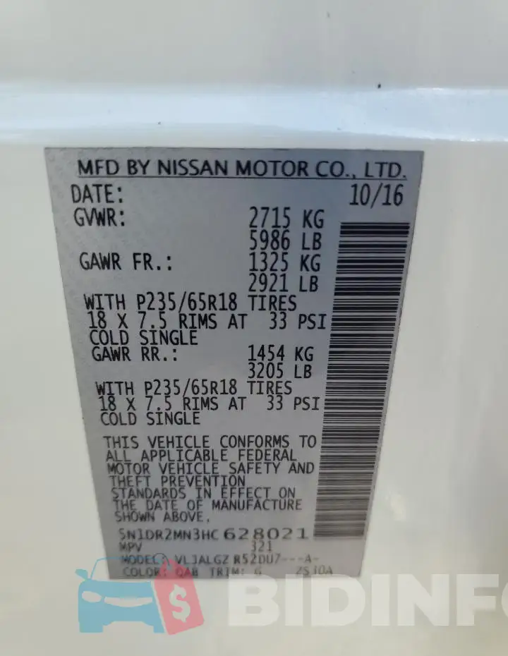 5N1DR2MN3HC628021 Photo# 13