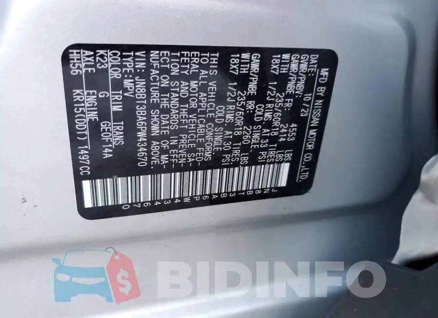 JN8BT3BA6PW434670 Photo# 13