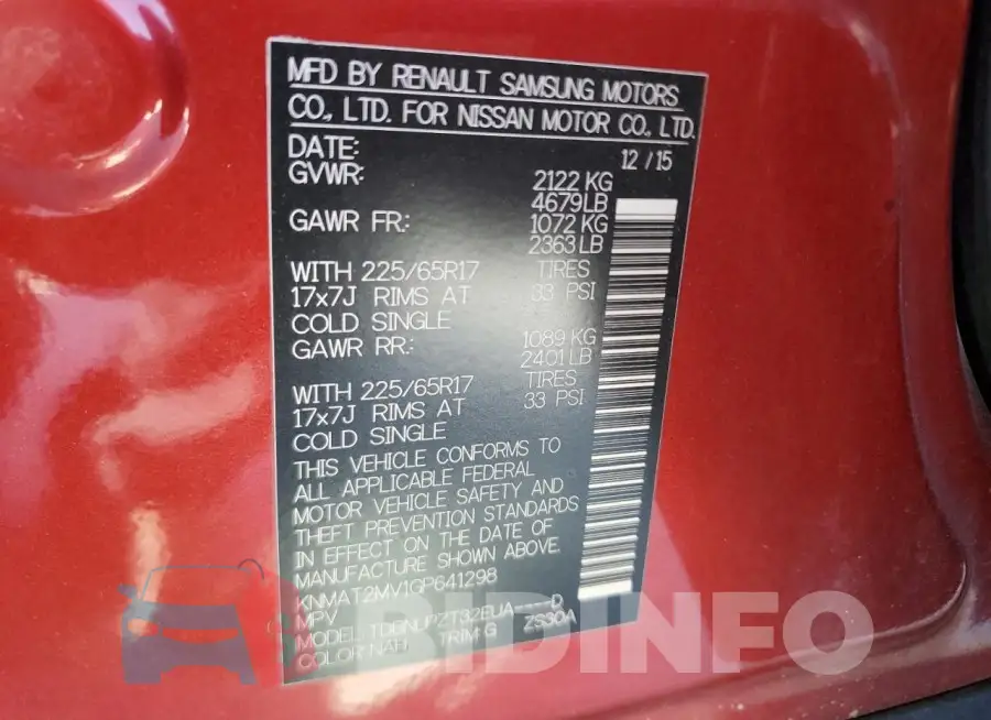 KNMAT2MV1GP641298 Photo# 13