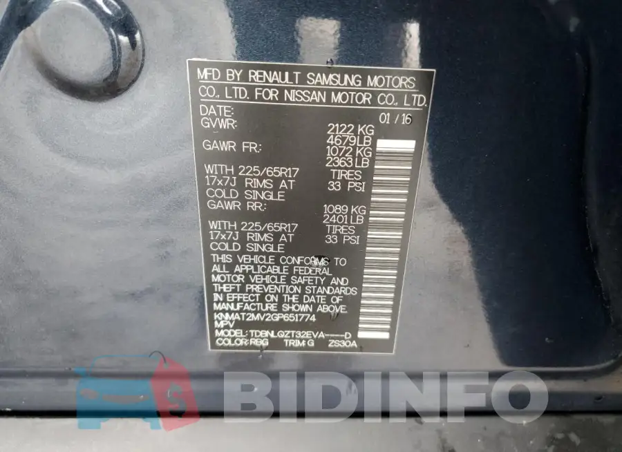 KNMAT2MV2GP651774 Photo# 13