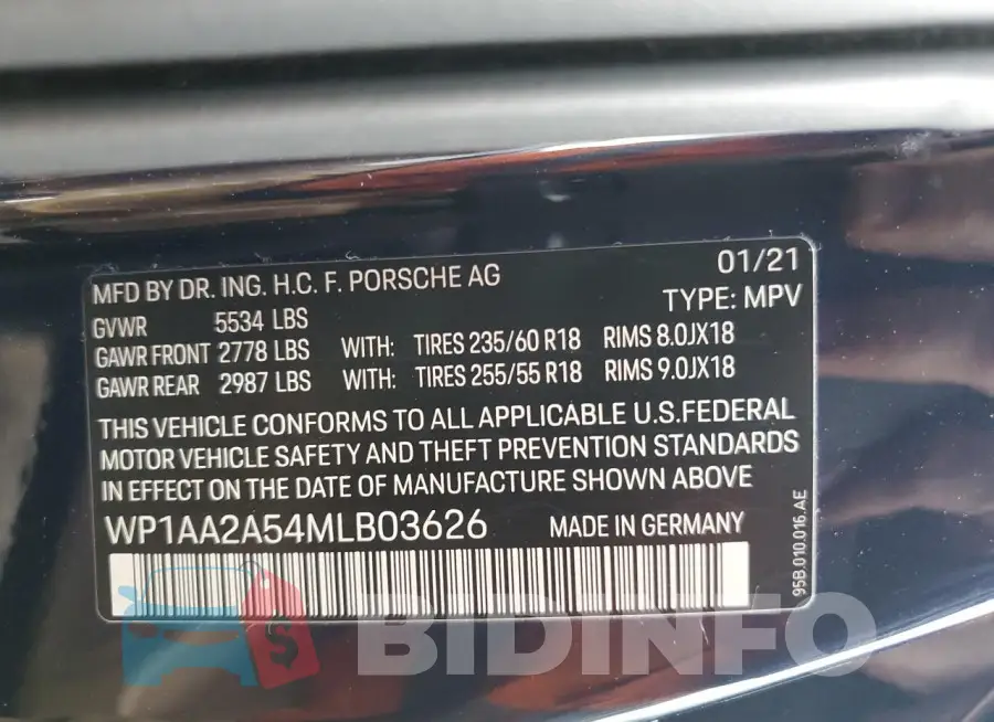 WP1AA2A54MLB03626 Photo# 12