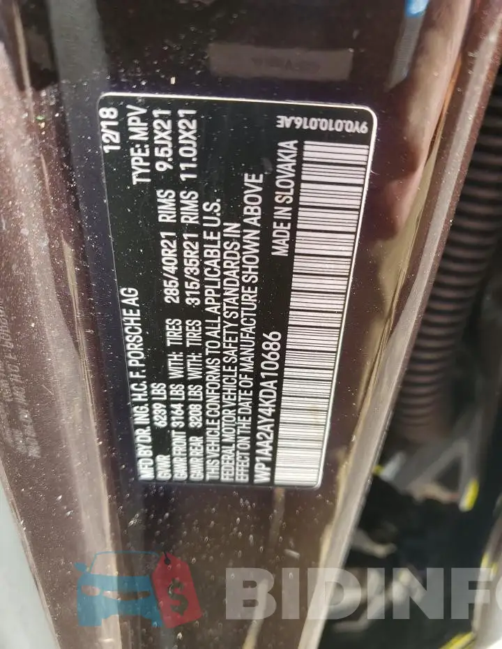 WP1AA2AY4KDA10686 Photo# 14