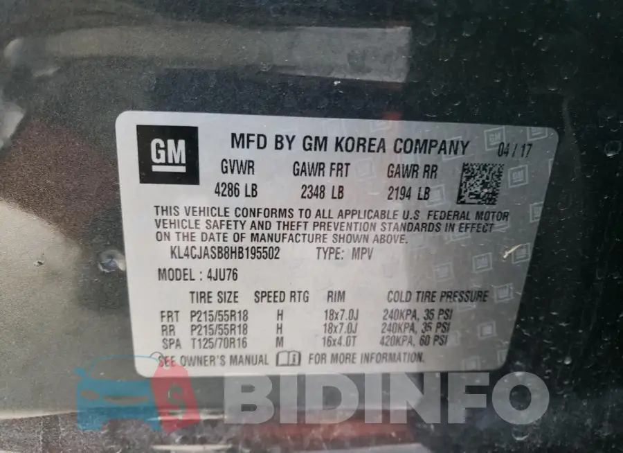 KL4CJASB8HB195502 Photo# 13