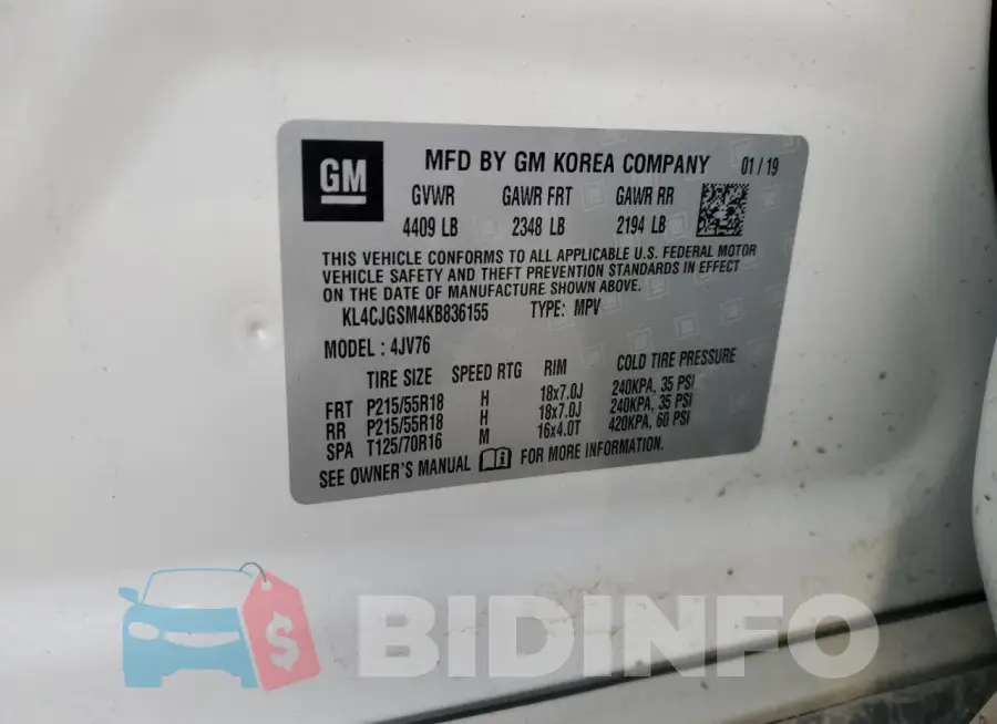 KL4CJGSM4KB836155 Photo# 12