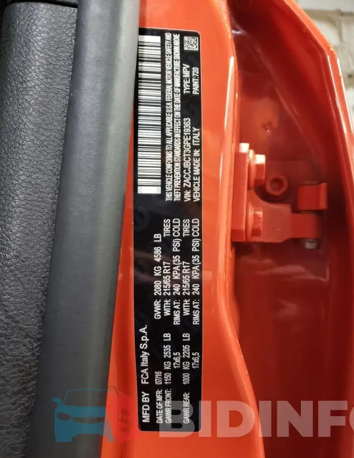 ZACCJBCT3GPE19363 Photo# 12