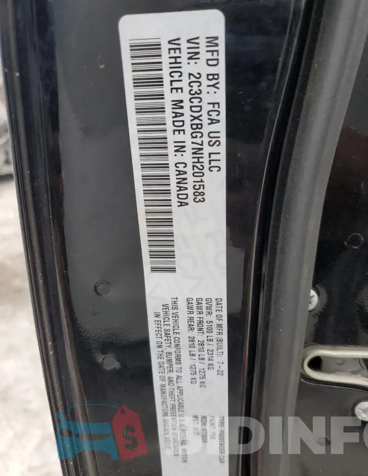 2C3CDXBG7NH201583 Photo# 12