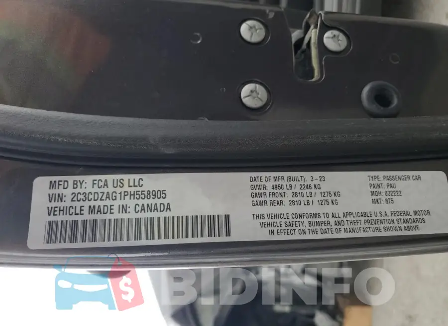 2C3CDZAG1PH558905 Photo# 13