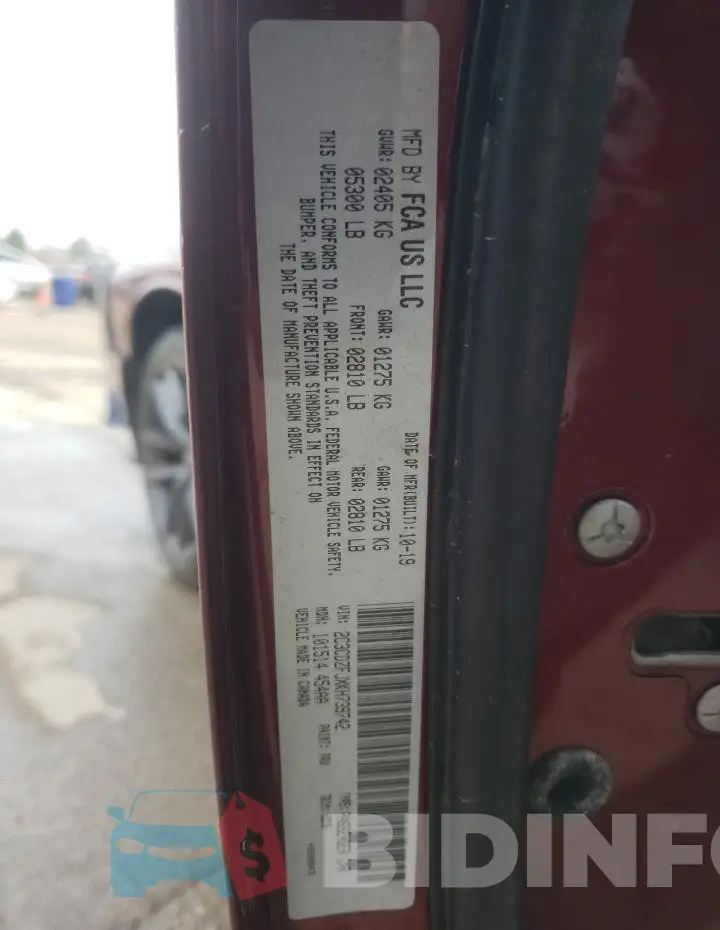 2C3CDZFJXKH739742 Photo# 13