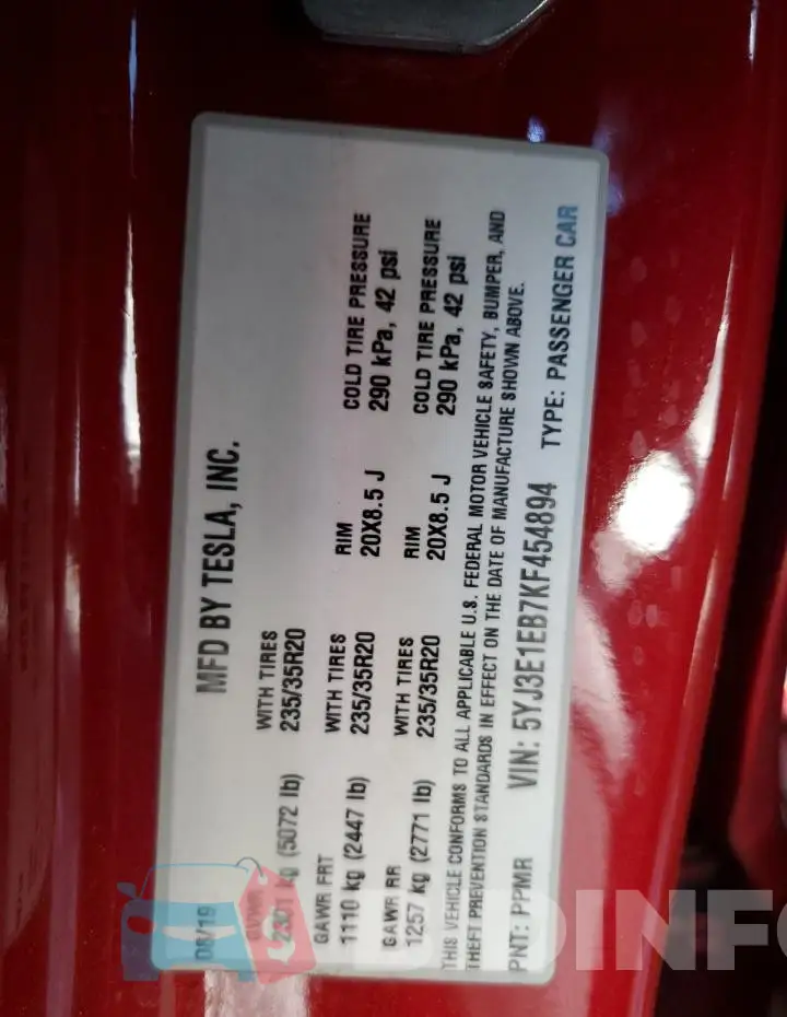 5YJ3E1EB7KF454894 Photo# 12