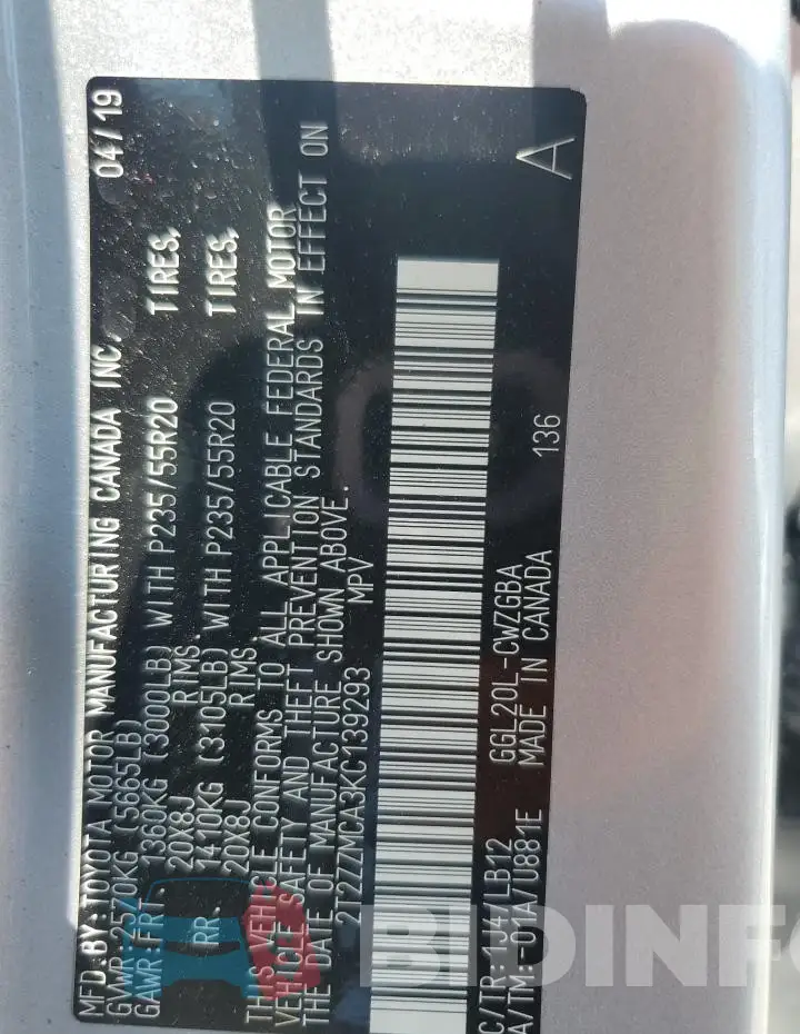 2T2ZZMCA3KC139293 Photo# 13