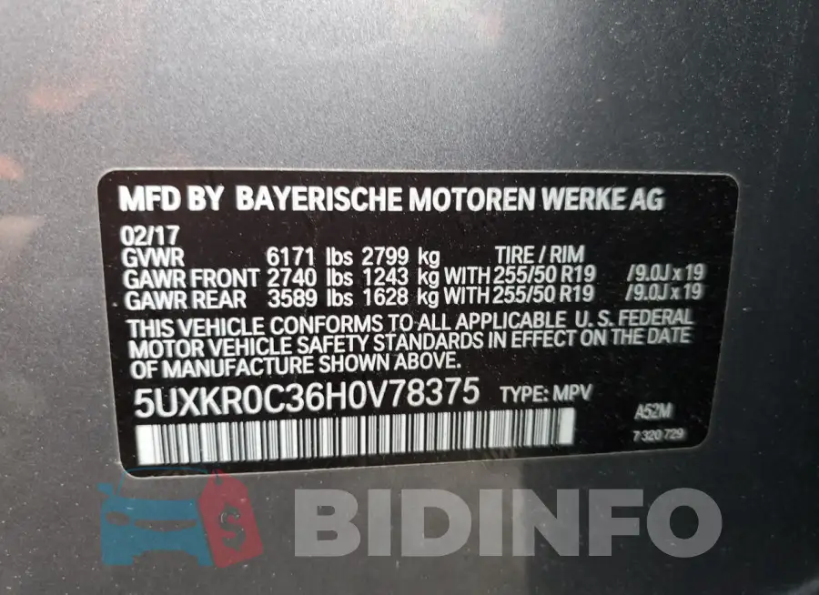 5UXKR0C36H0V78375 Photo# 13